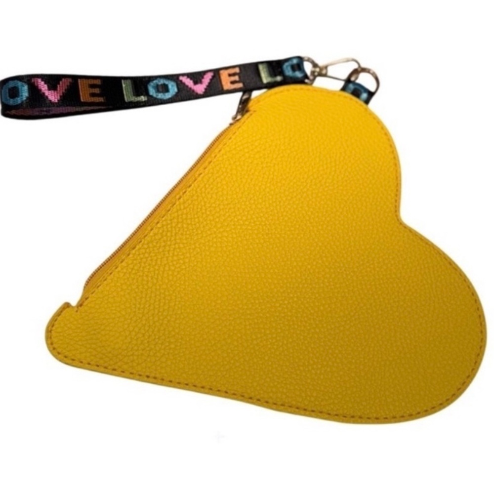Yellow Heart Shaped Wristlet LOVE Bag